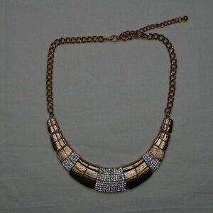 New Gold Necklace with white Rhinestones
